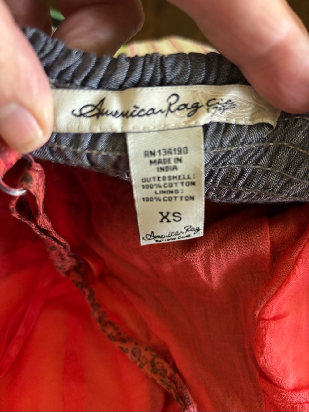 Vintage Y2K American Rag Striped Lace-Trim Mini Dress in Coral and Denim - XS - Picture 11 of 11